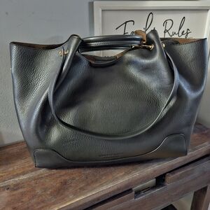 SANDRA ROBERTS SQUARED Leather Black Shoulder Bag